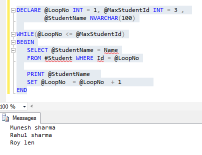 Looping Through Table Records In Sql Server - Dot Net Office