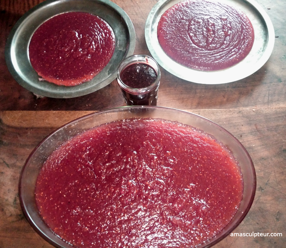 Pâte de fruits pommes/framboises et pâte cacao/noisettes sauvages Pâte de fruits pommes/framboises et pâte cacao/noisettes sauvages