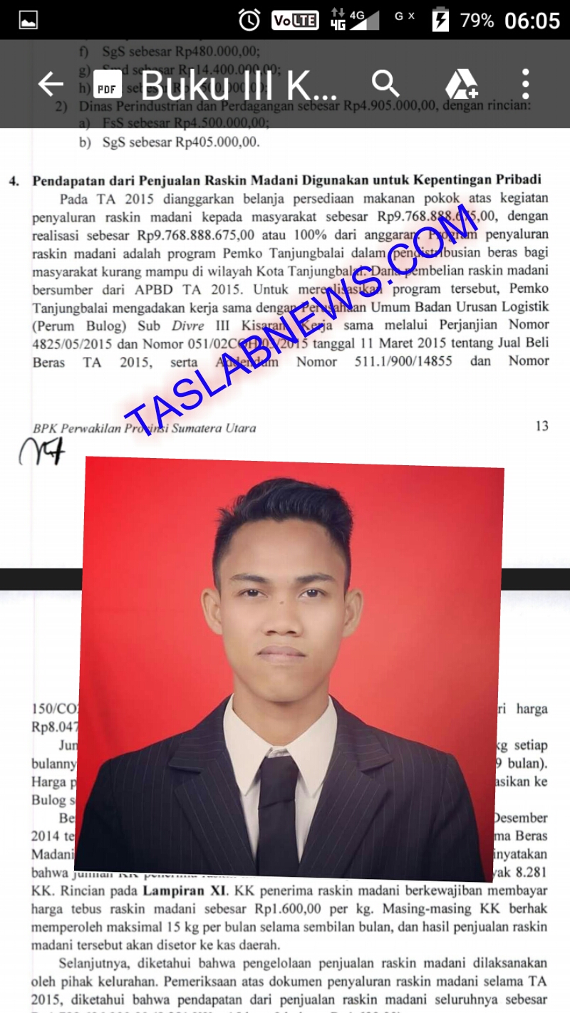 Buku audit BPK terhadap keuangan Pemko Tanjungbalai dan Ketua GM Pekat IB. Buku audit BPK terhadap keuangan Pemko Tanjungbalai dan Ketua GM Pekat IB.