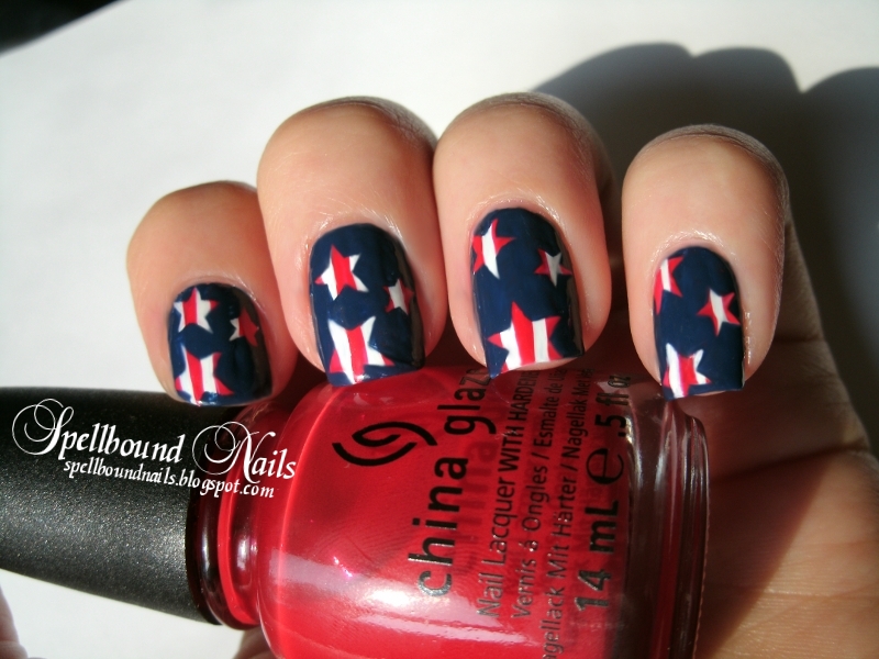 Memorial Day nail art nails stars stripes red white and blue