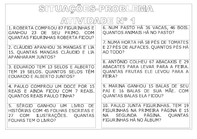 ATIVIDADES SITUAÇÃO PROBLEMA 3o ANO