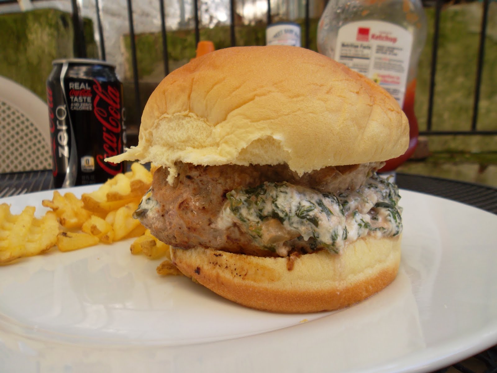 Goat cheese stuffed burgers
