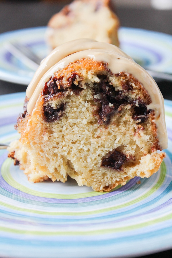 If you're looking for an over the top breakfast treat or dessert, then you've come to the right place! This Chocolate Chip Coffee Cake with Coffee Cream Cheese Glaze is decadent and delicious and equally as beautiful.