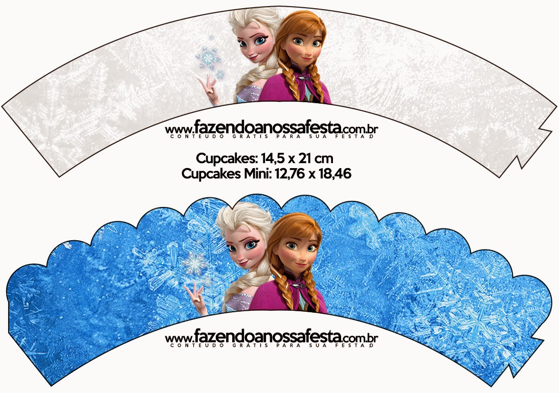 Frozen Nevando: Imprimibles Gratis para Fiestas. Wrappers para cupcakes.