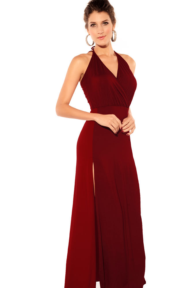 FASHION CARE 2U L1291 Red Elegant Evening Maxi Dress Long Gown