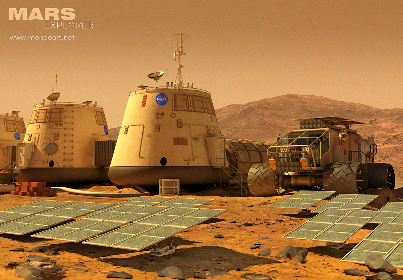 Mars Explorer base and rover by Mondolithic Studios
