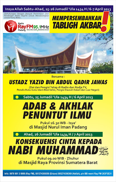 Tabligh Akbar Ustadz Yazid Abdul Qodir Jawas di Padang