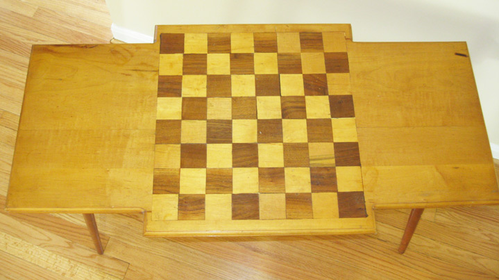 Exchequer Table Gotcha Modern!: Mid Century Mod Checkers / Chess Table