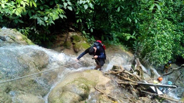 Descending in the waterfalls