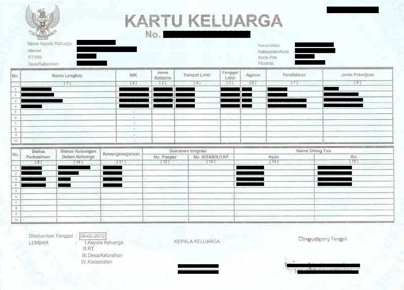 Syarat mengurus KK (Kartu keluarga) untuk keperluan ...