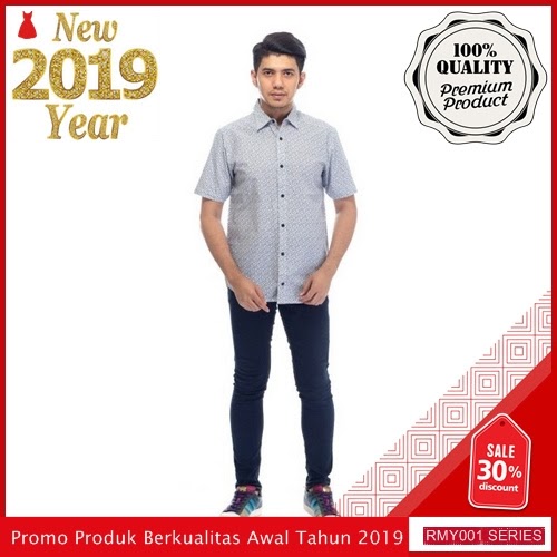 RMY299A34 Ar89 Kemeja Printing Bunga Keren Abu Trendy BMGShop