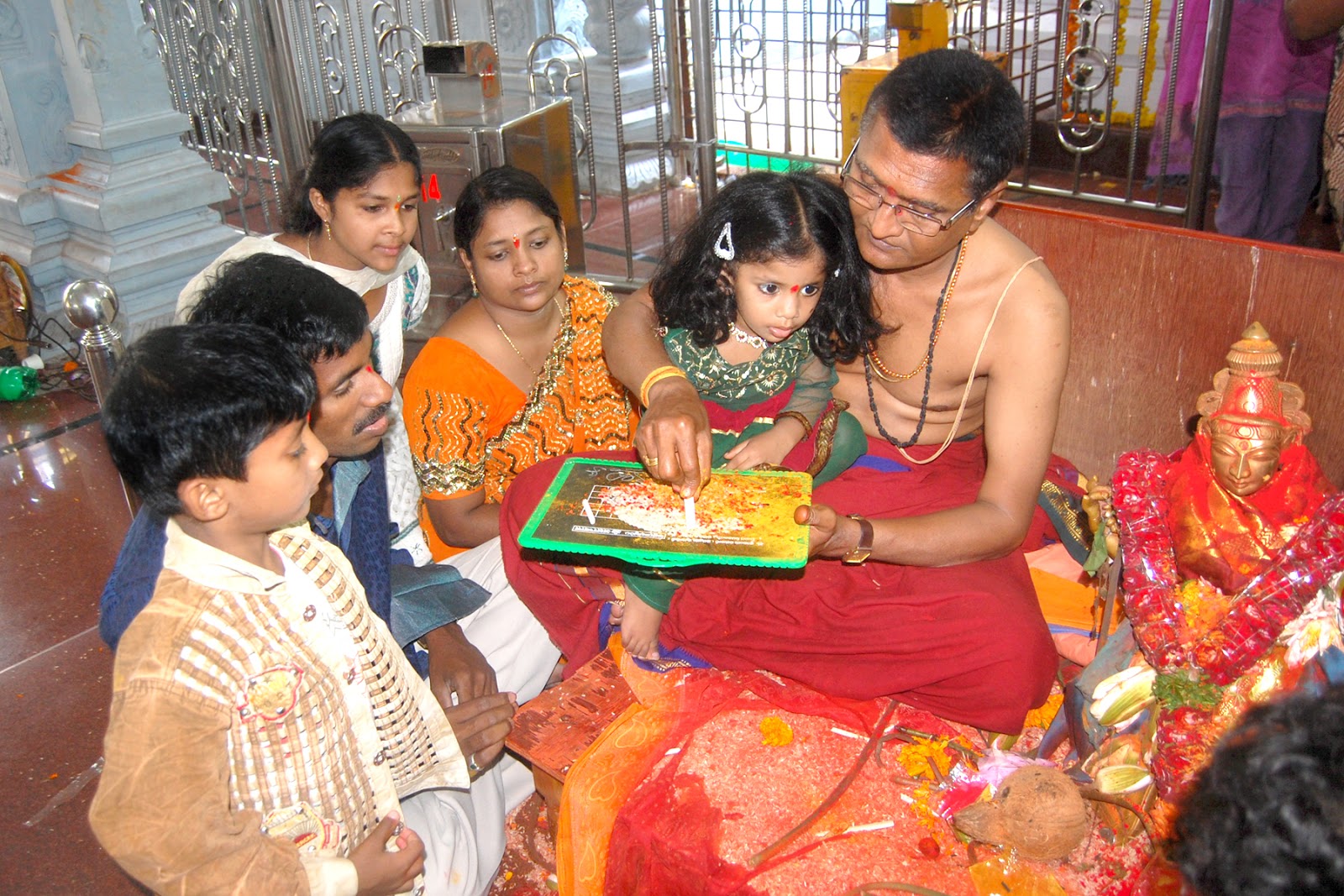 AKSHARA ABHYASAM in Gnyana Sarasawti Temple Basar Sacred religious