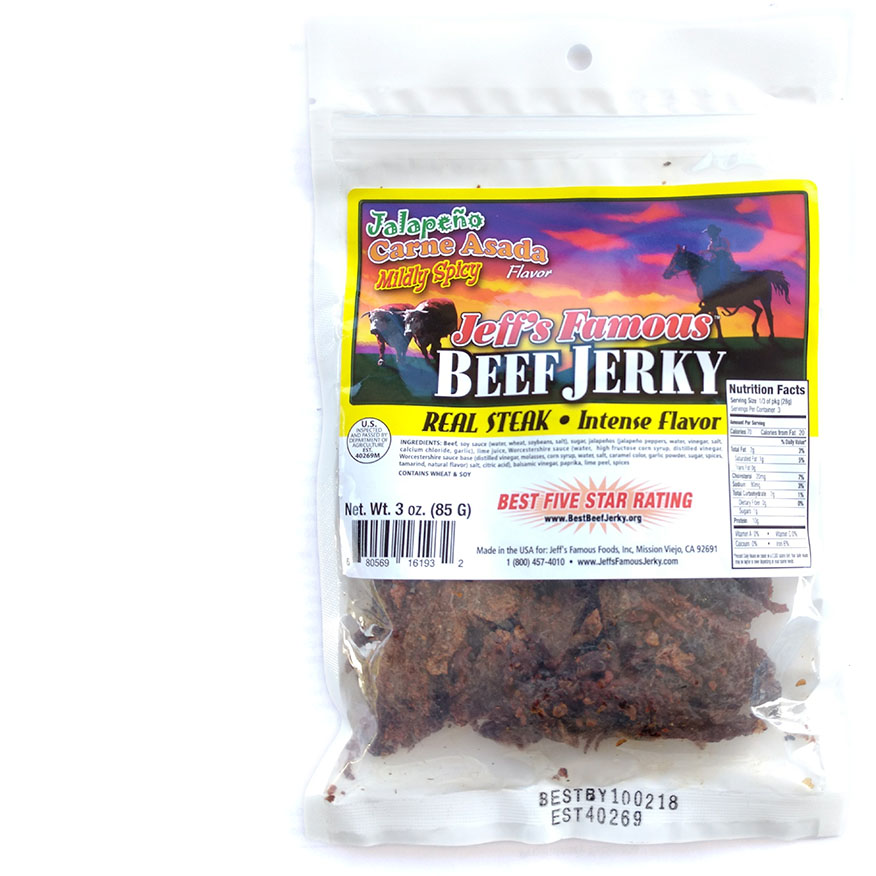 Jeff's Gourmet Jerky Jalapeno Carne Asada Beef Jerky Reviews