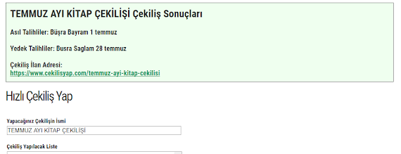 Çekiliş | Temmuz Ayı Çekilişi