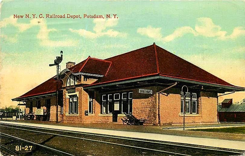 Vintage Railroad Pictures New York Central Railroad Station at Potsdam, New York