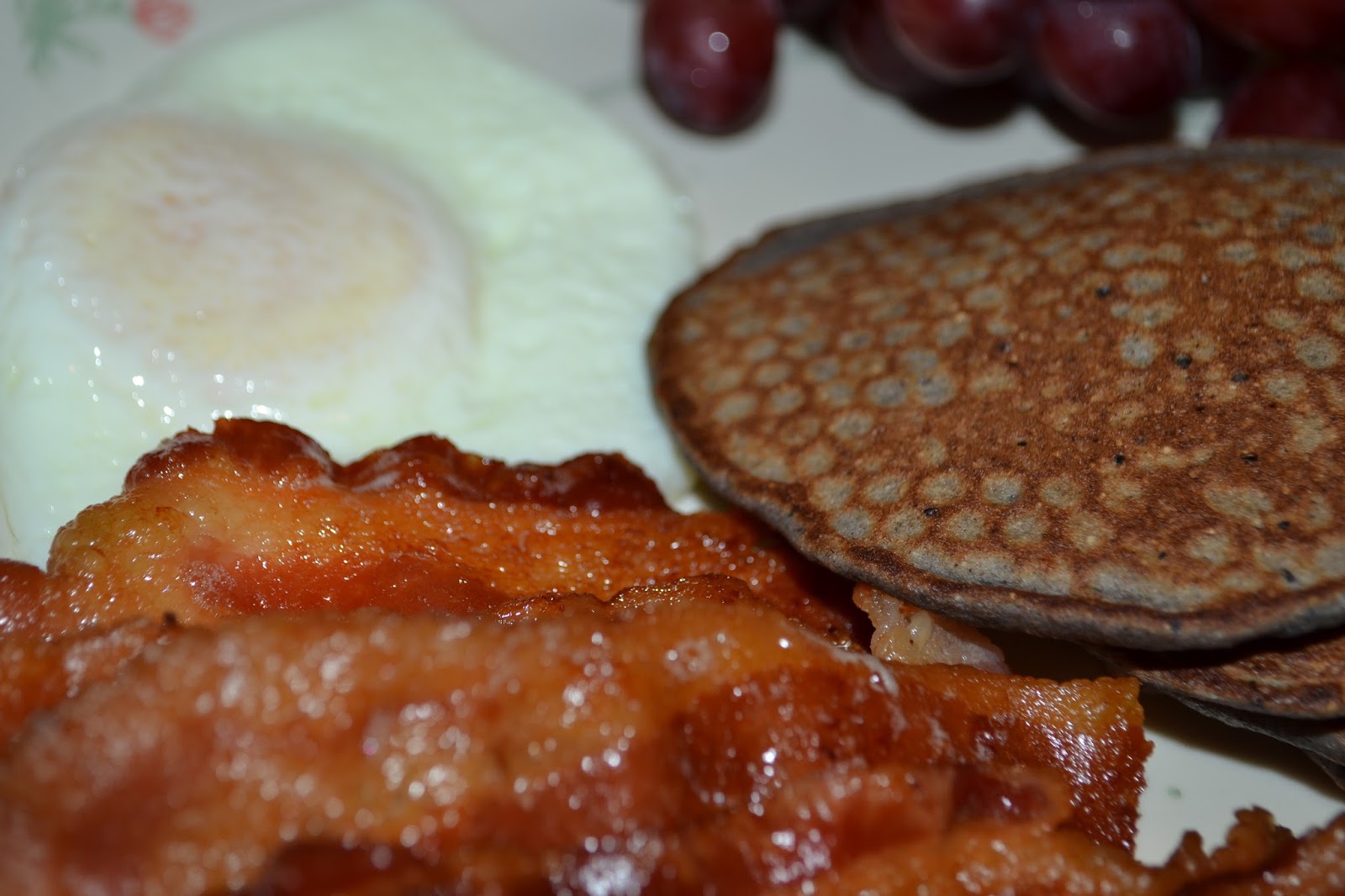 Spice Up your Life Blueberry Buckwheat Pancake, Bacon, and Eggs for