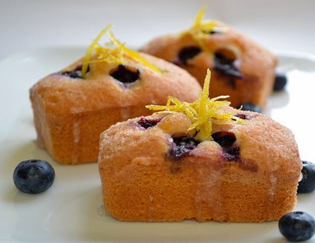 Blueberry and lemon drizzle mini loaf cakes