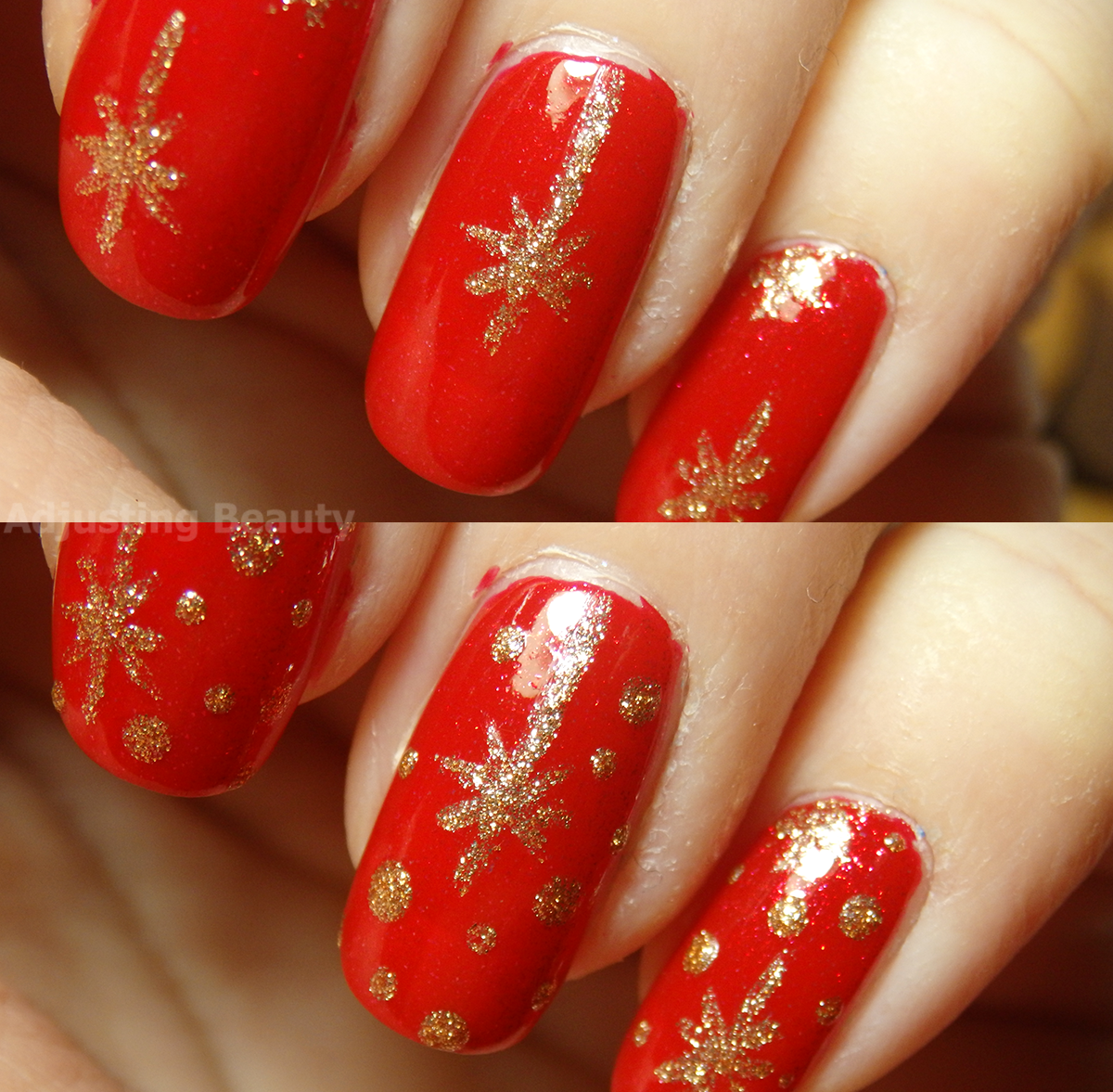 Christmas Sparkle Nails Adjusting Beauty