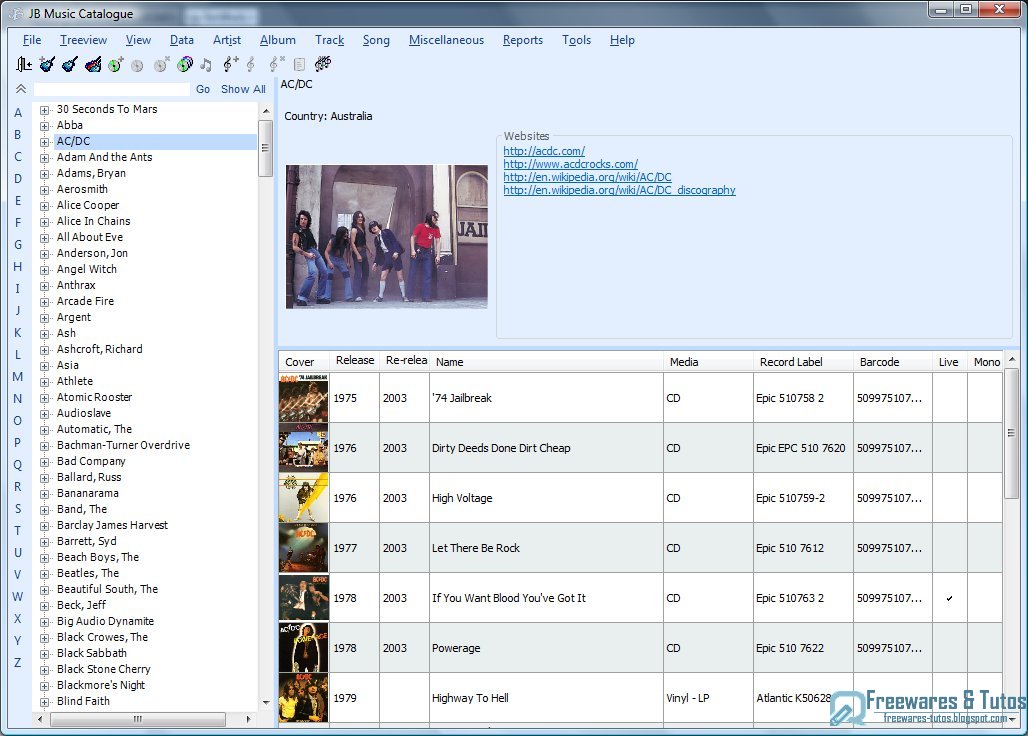 JB Music Catalogue un logiciel gratuit pour cataloguer votre musique