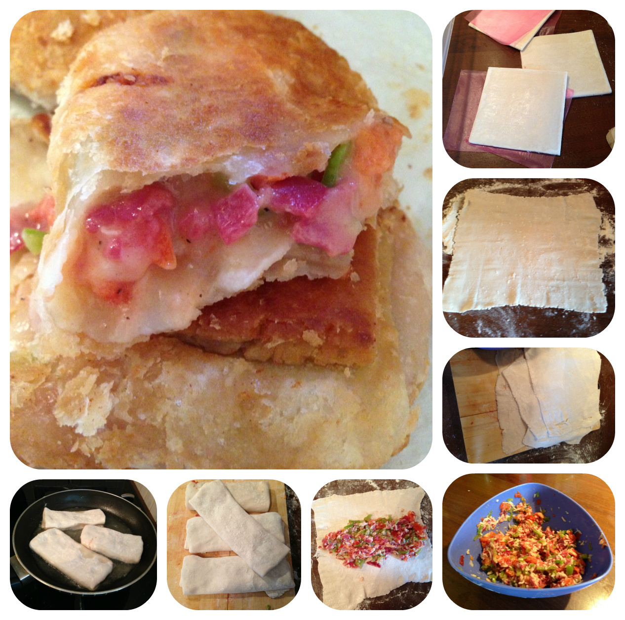 Tubişçe işler) Milföy hamurundan paçanga böreği )