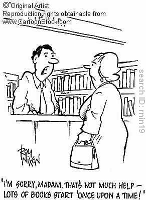Woman at bookstore cartoon