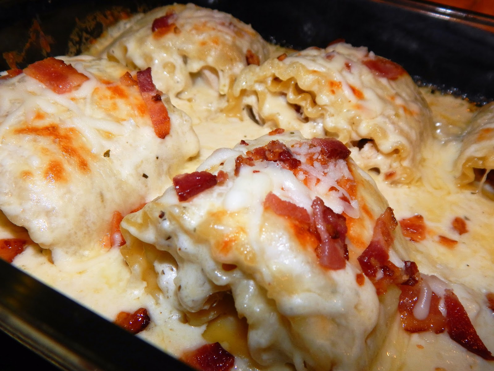 Valerie's Attempt at Pondering Chicken Bacon Garlic Alfredo Roll Ups