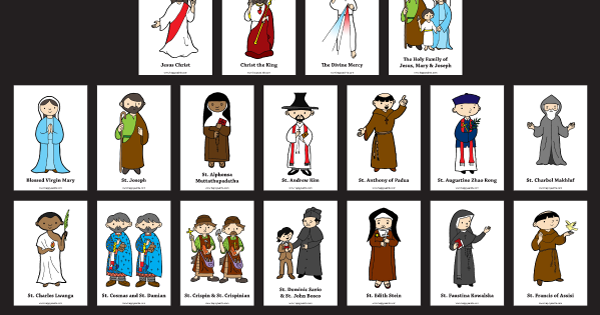 Happy Saints 40 Printable Happy Saints Flash Cards 