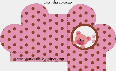 Cute Pink Bear, Heart Shaped Open Box.