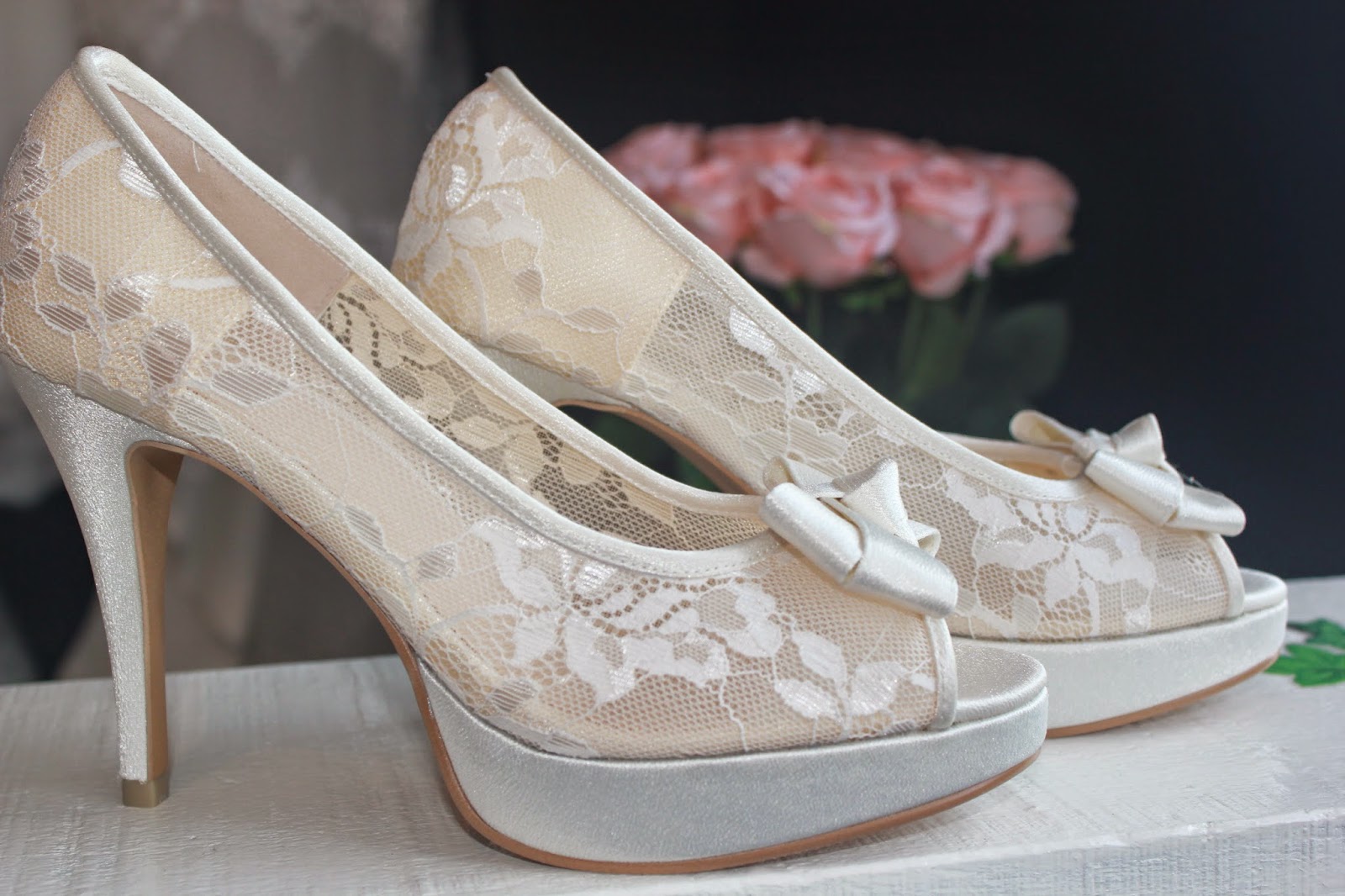 Bridal Shoes: 4 Inches Champagne See Through Lace Bridal Shoes