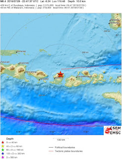 Cutremur puternic cu magnitudinea de 6,4 grade in Indonezia, regiunea Lombok