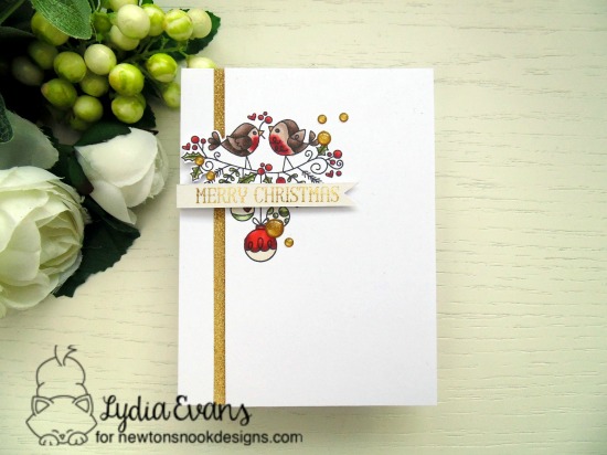 Bird Christmas Card by Lydia Evans | Holiday Tweets Stamp Set by Newton's Nook Designs #newtonsnook