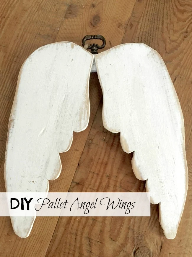 Distressed white angel wings.