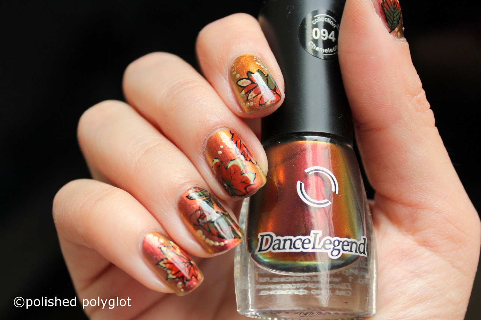 Nail art │ Autumn Leaves nail design [Nail crazies Unite] / Polished  Polyglot