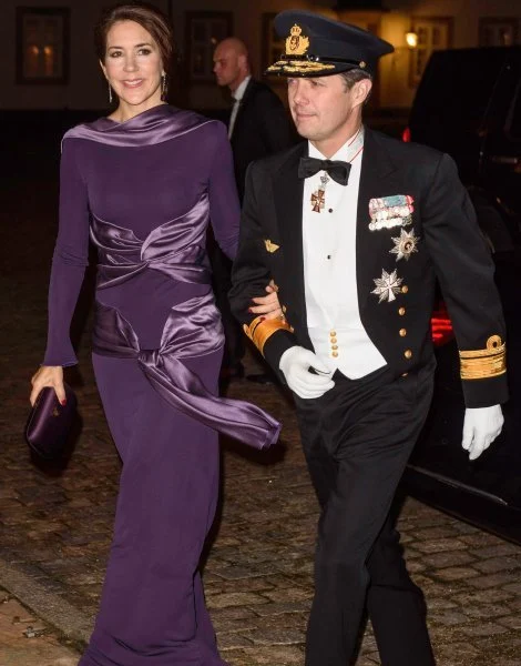 Crown Prince Frederik and Crown Princess Mary attend the Haederstegnsmiddag gala for the Navy officers at Fredensborg Castle