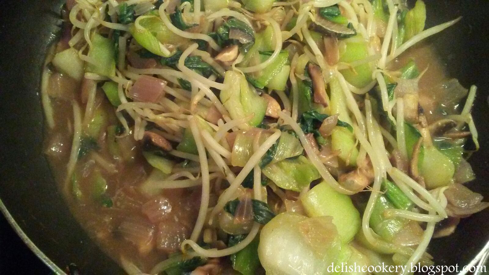 Bean Sprout StirFry with Mushrooms & Bok Choy recipe