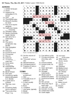 Extra enlarge The New York Times Crossword in Gothic: 11.03.11 — Inquire Within