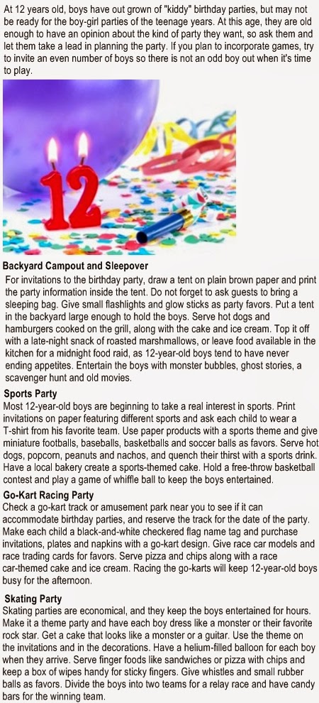 12 year old boy birthday party ideas