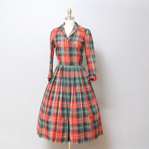 red and green plaid dress