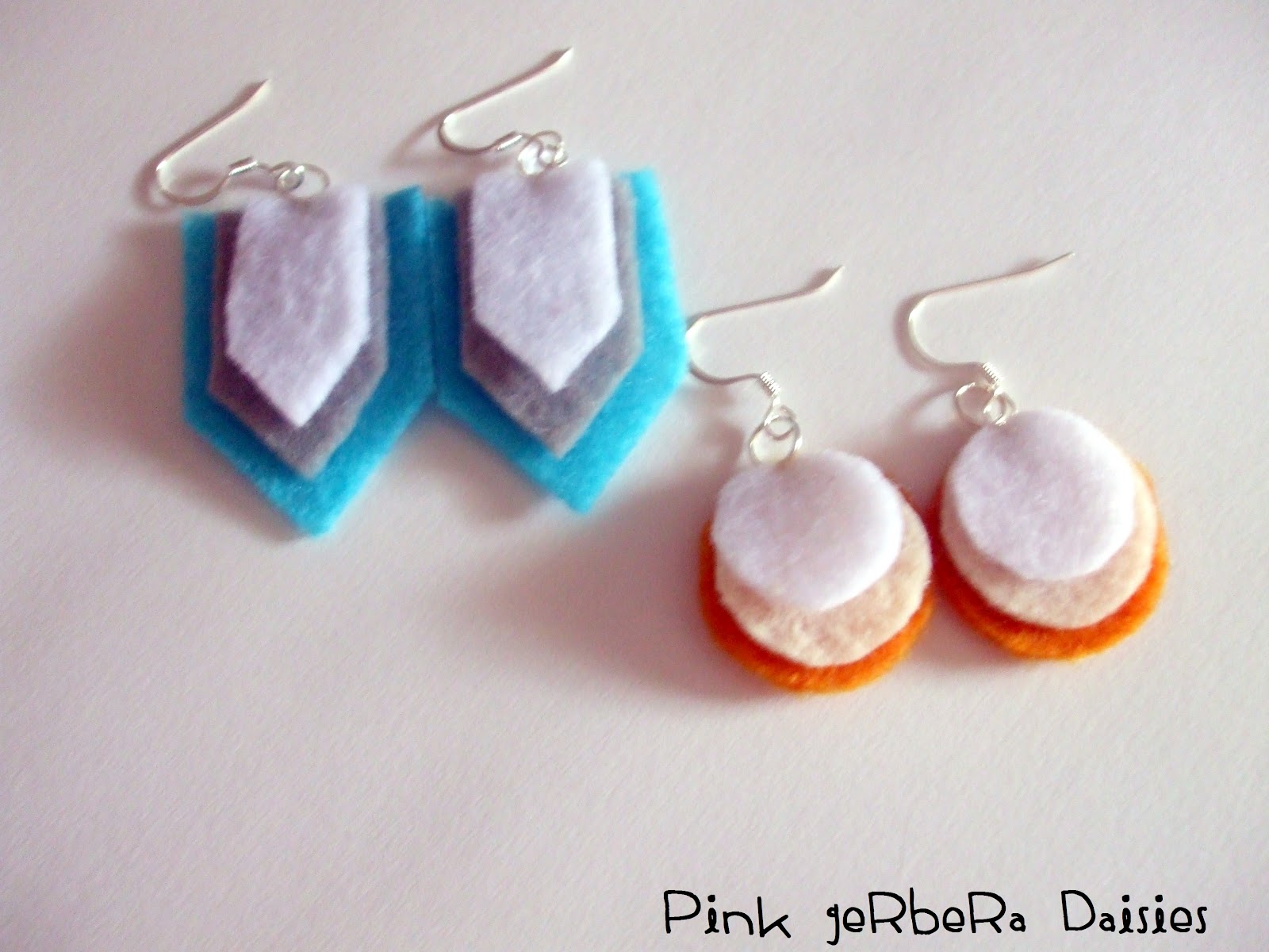 Pink Gerbera Daisies Fab Felt Earrings