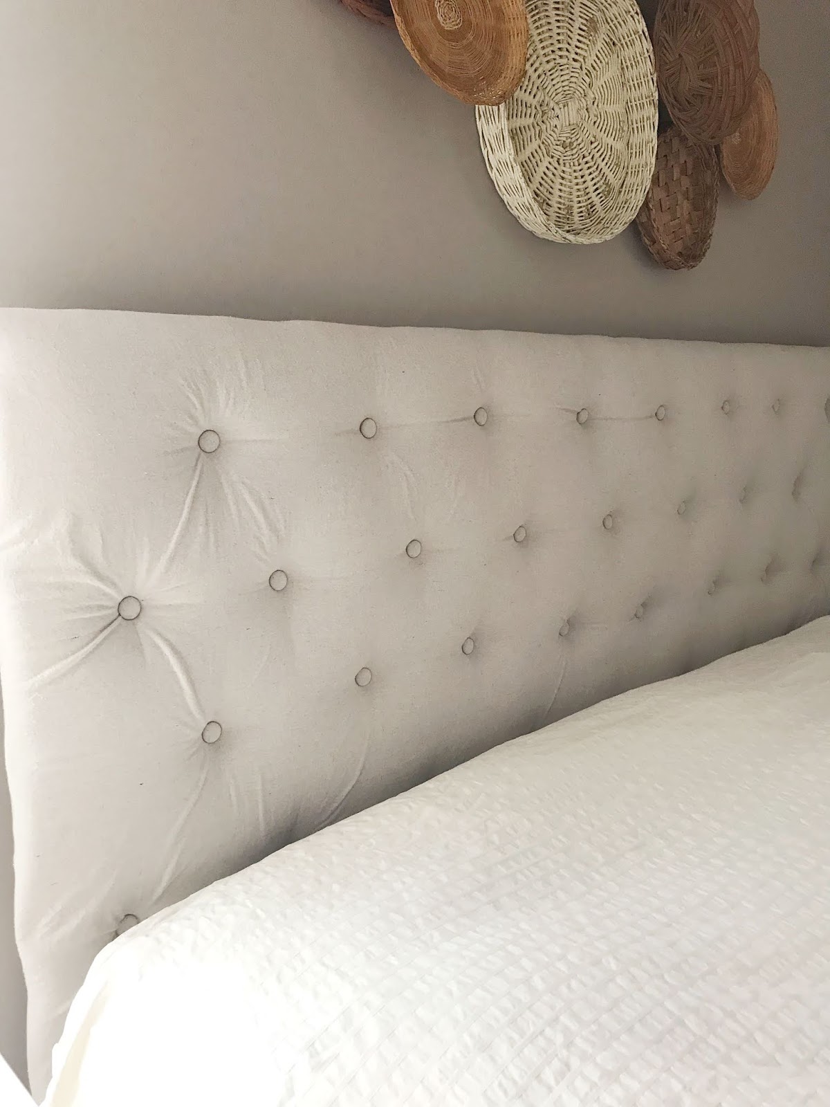 DIY Drop Cloth Tufted Headboard R&R at home