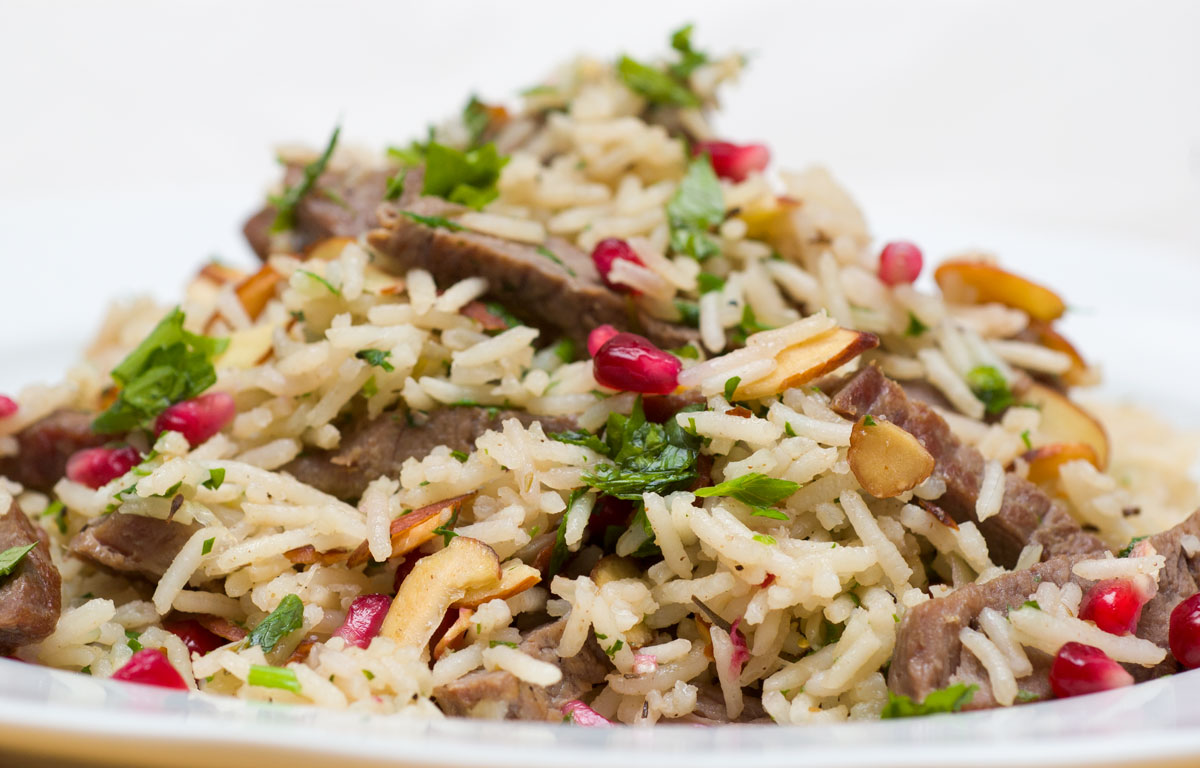 Mixed Meat Pilaf with Pomegranate Seeds