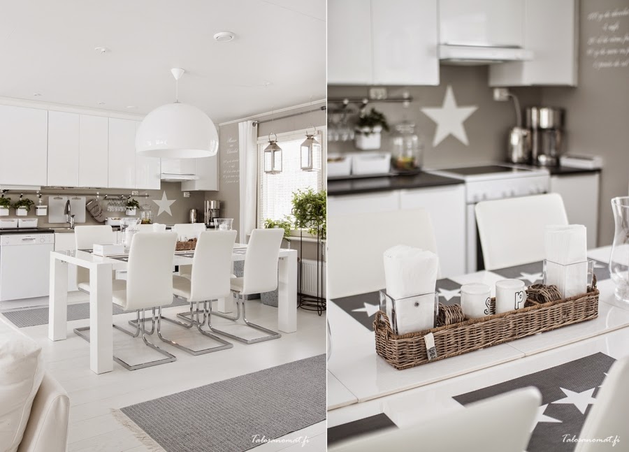 wn?trza, wystrój wn?trz, home decor, dom mieszkanie, urz?dzanie, dekoracje, gwiazda, gwiazdki, motyw, star, szaro?ci, biel, bia?e wn?trza, kuchnia, jadalnia, stó?