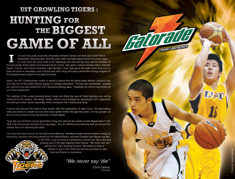 Bleachers Brew: UST Growling Tigers ad for the Varsitarian