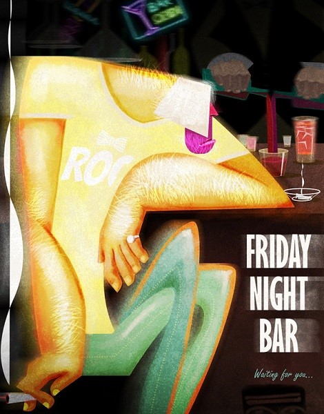 "Friday Night Bar" ilustración por Ariadna Sysoeva | cool drawings, imagenes chistosas, graciosas, chidas. 