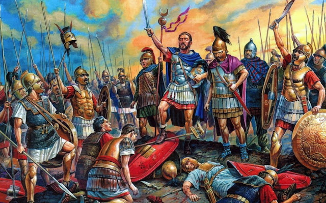 Карфагенские воины во главе с Ганнибалом  празднуют победу в битве при Каннах, 216 год до н.э.