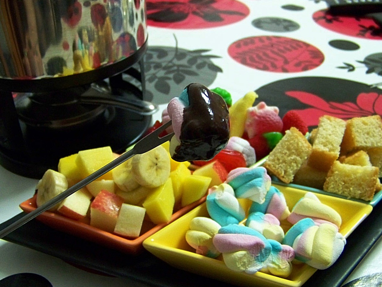 Mi Cocinita de Juguete Fondue de Chocolate con Frutas, Golosinas y