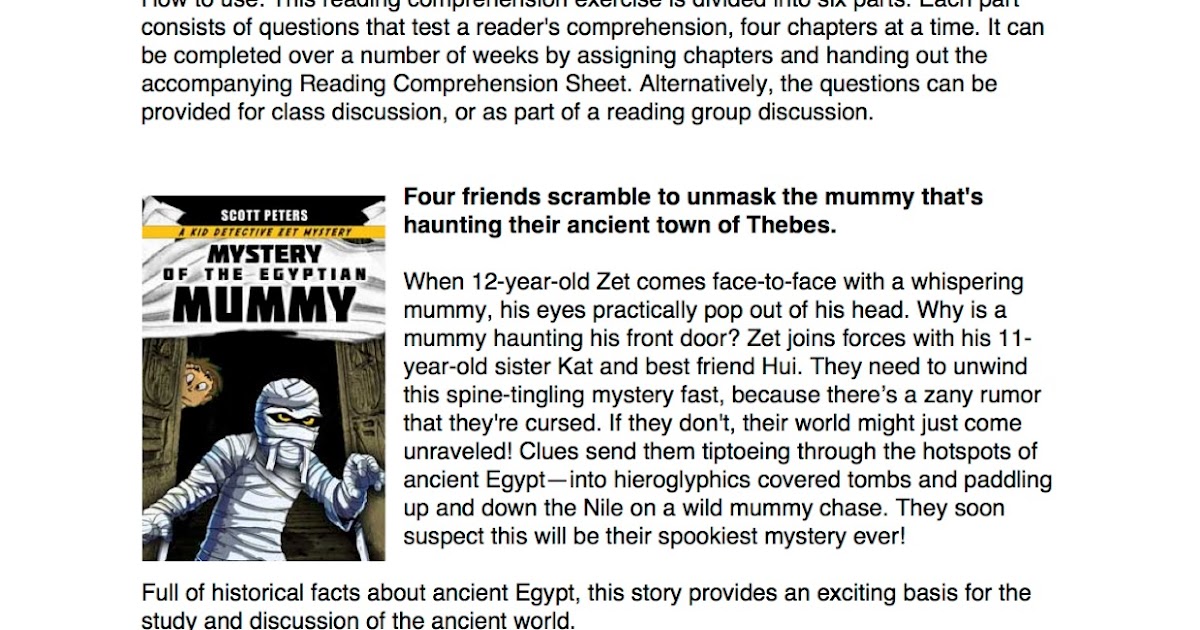 Mystery Of The Egyptian MUMMY Reading Comprehension