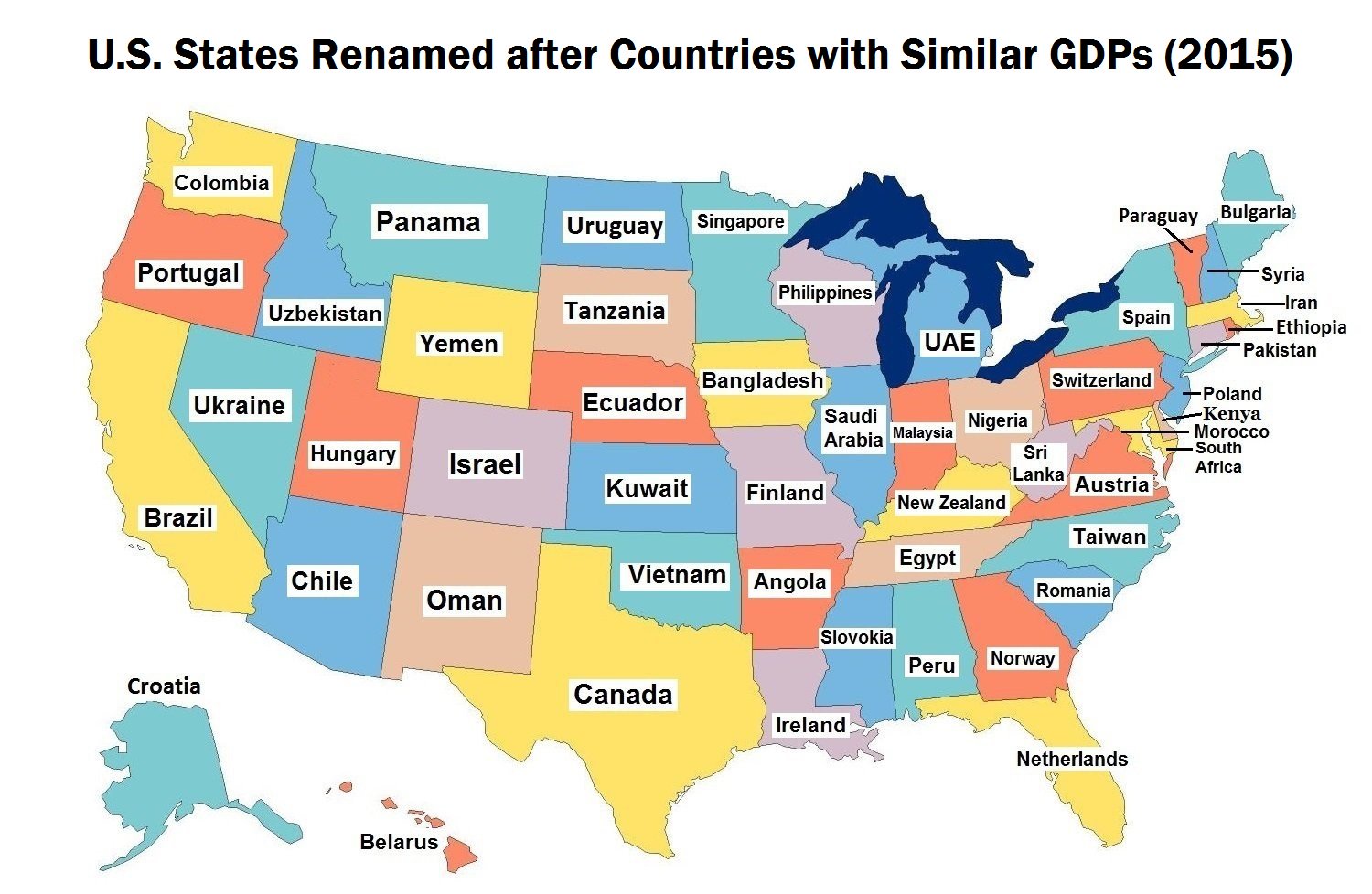 US States renamed after countries with similar GDPs (2015)