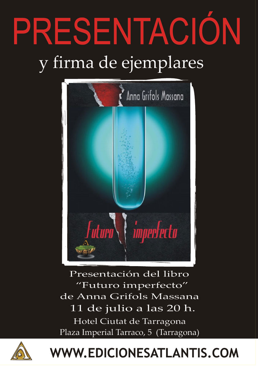 Cartel de la presentación del libro de Anna Grifols Massana "Futuro Imperfecto"