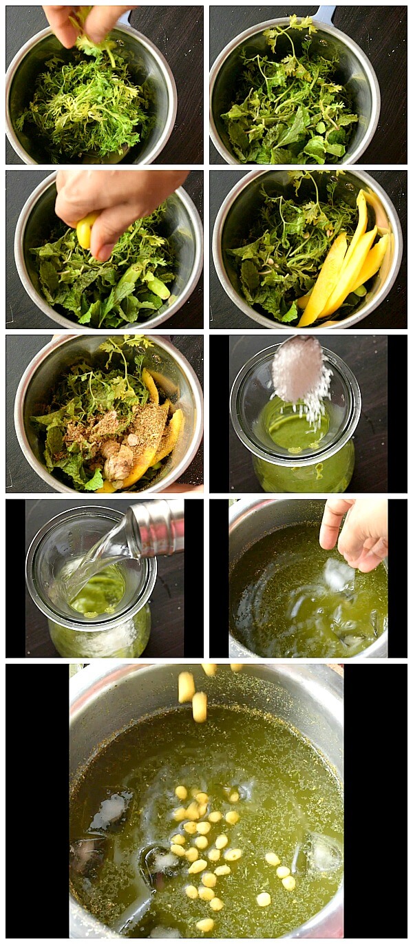 step by step pictures of how to make chaat pani puri golgappa khatta meetha pani